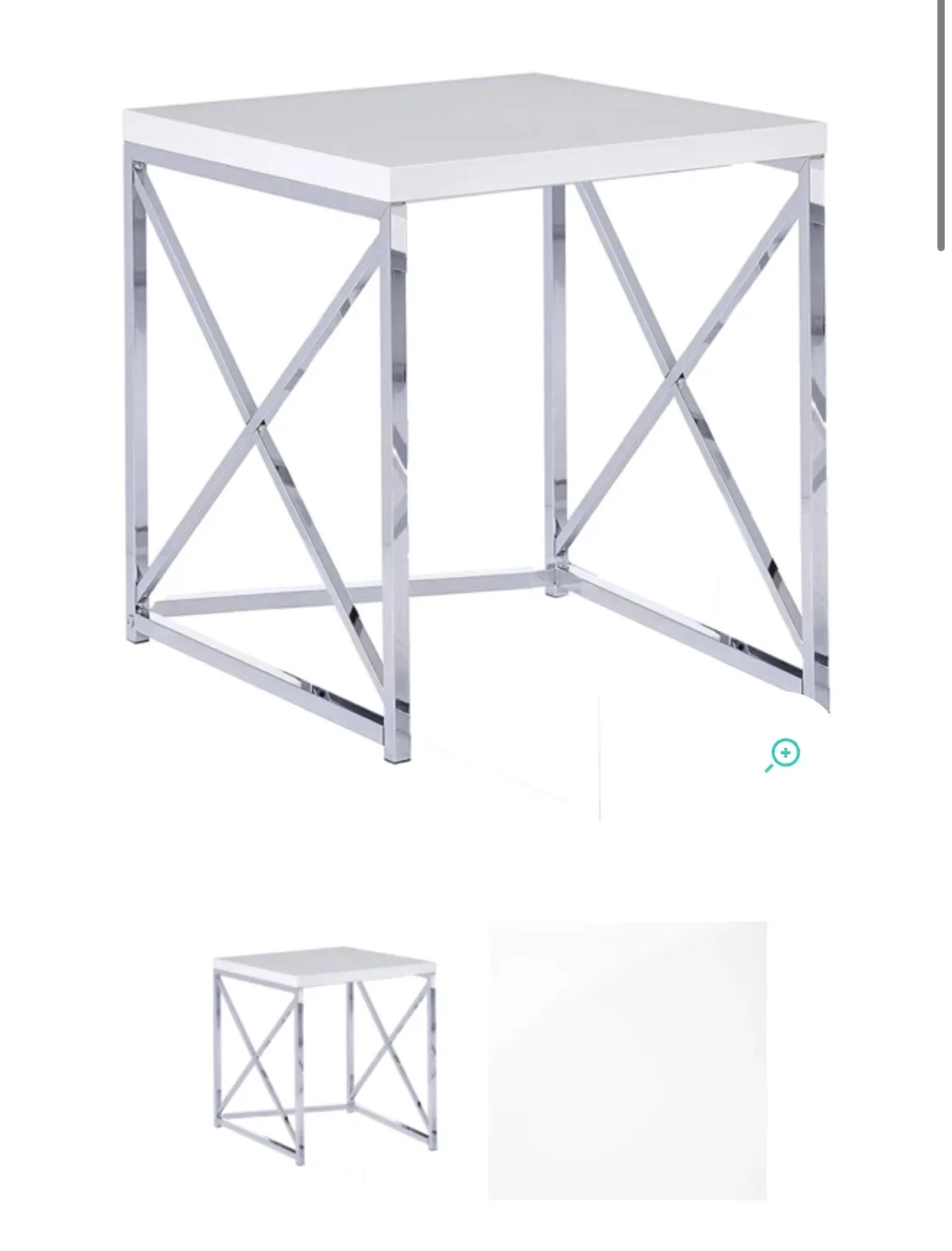 2 pieces Chrome & White End Table thumbnail