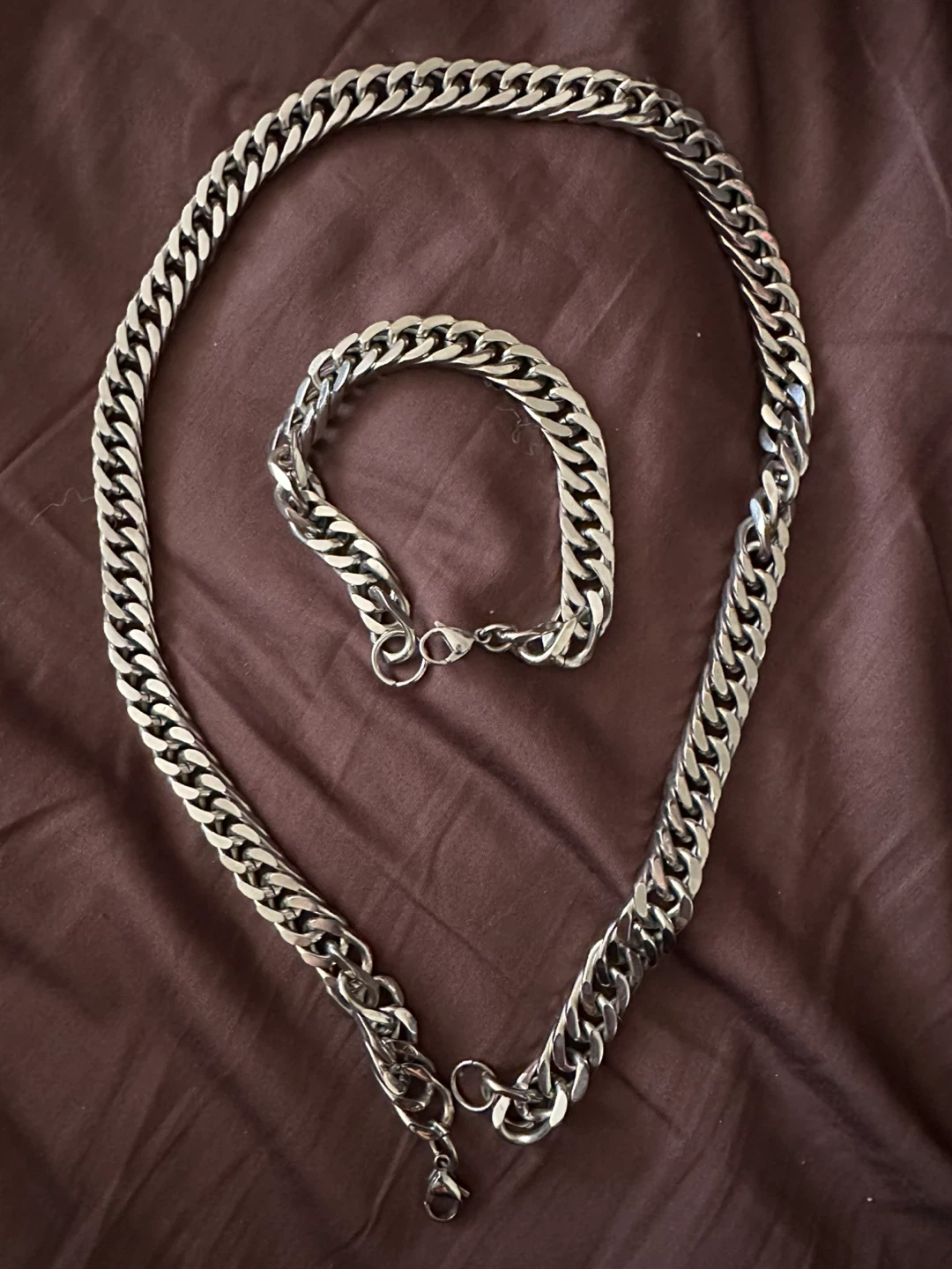 Stainless steel Chain Necklace and Bracelet Set