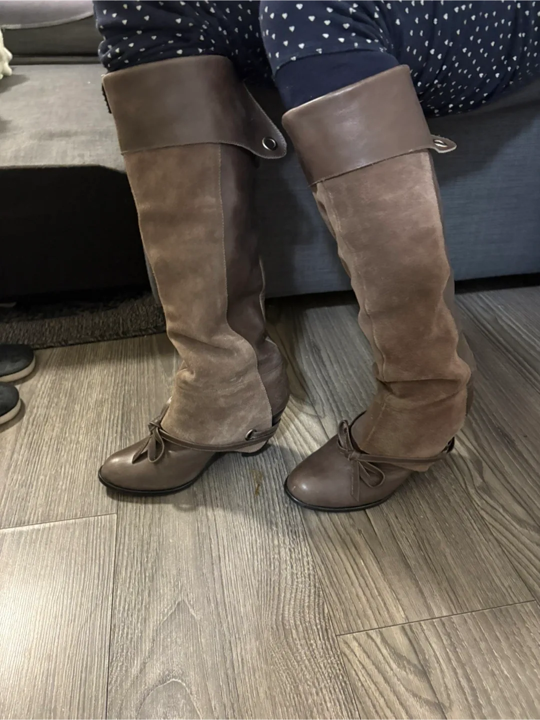 Brown Leather & Suede Knee-High Boots image indicator(2)