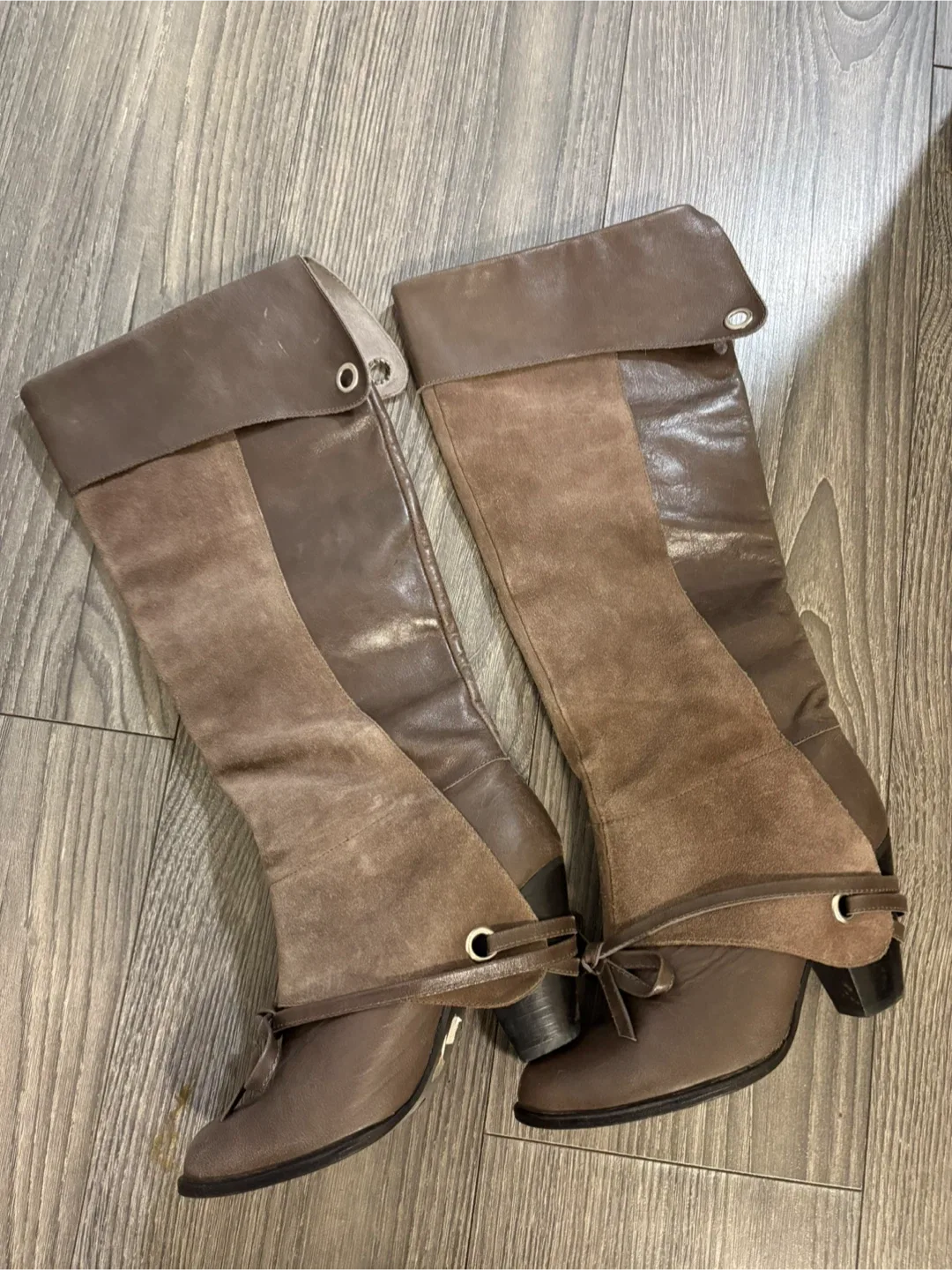 Brown Leather & Suede Knee-High Boots image indicator(3)