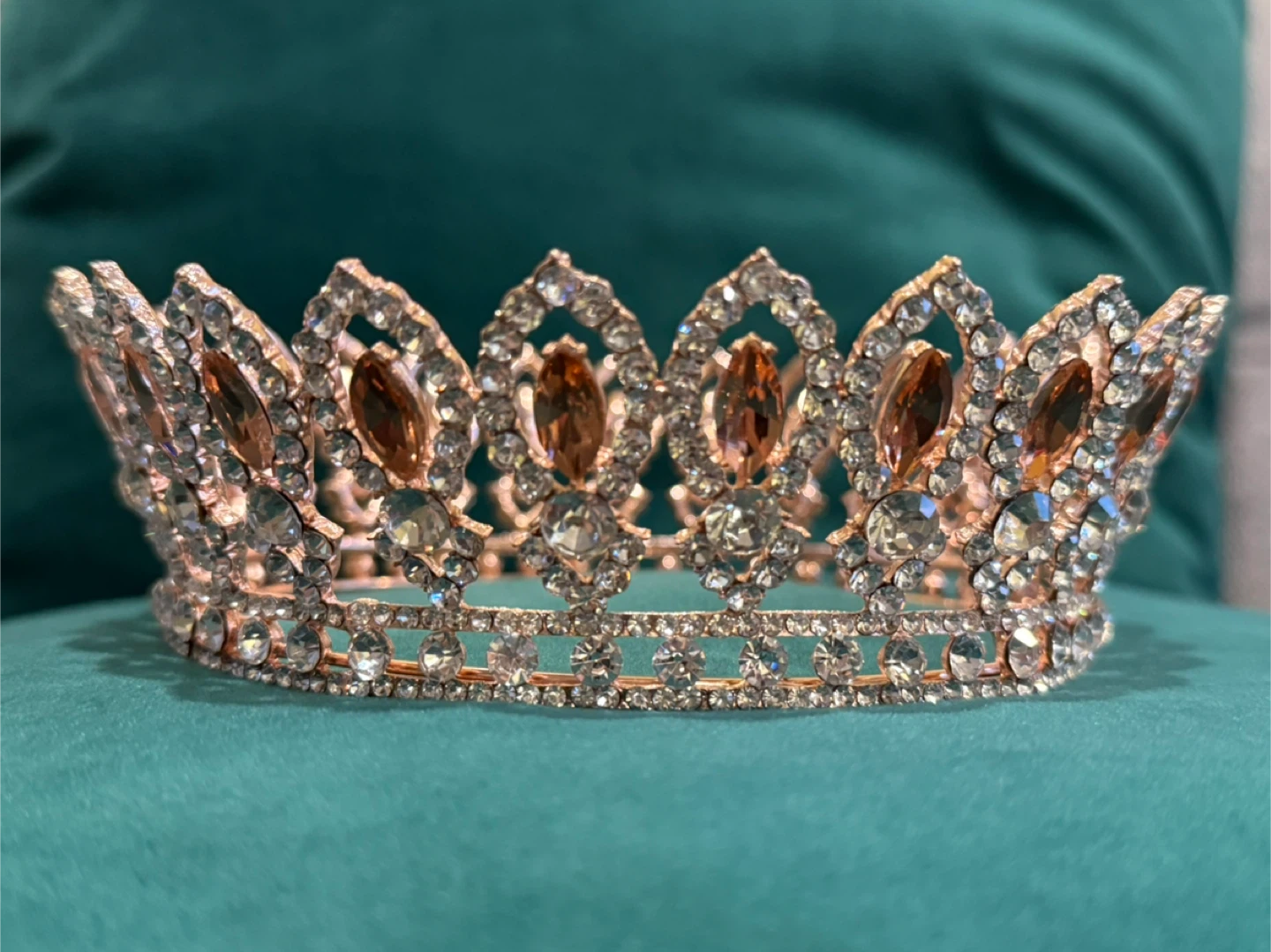 Rose Gold Rhinestone Crown - photo 2