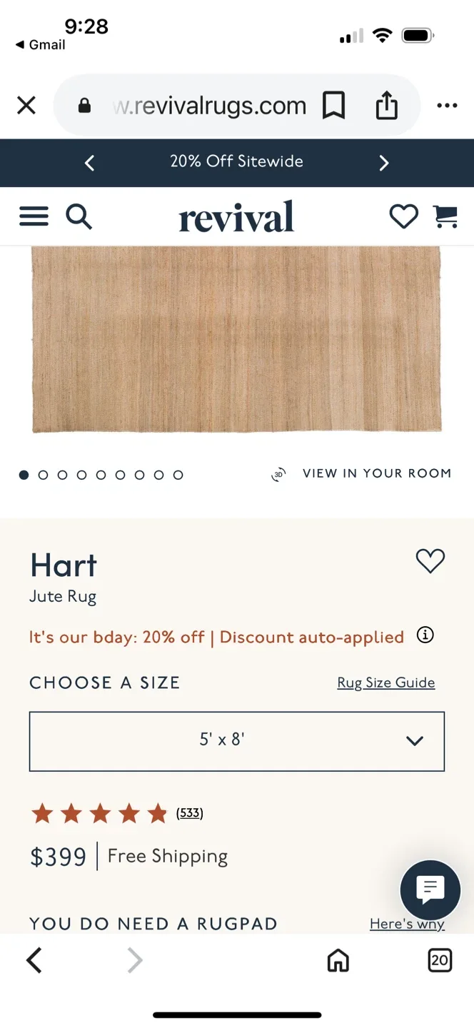 Revival Rugs Hart Jute Rug 5' x 8' image indicator(4)