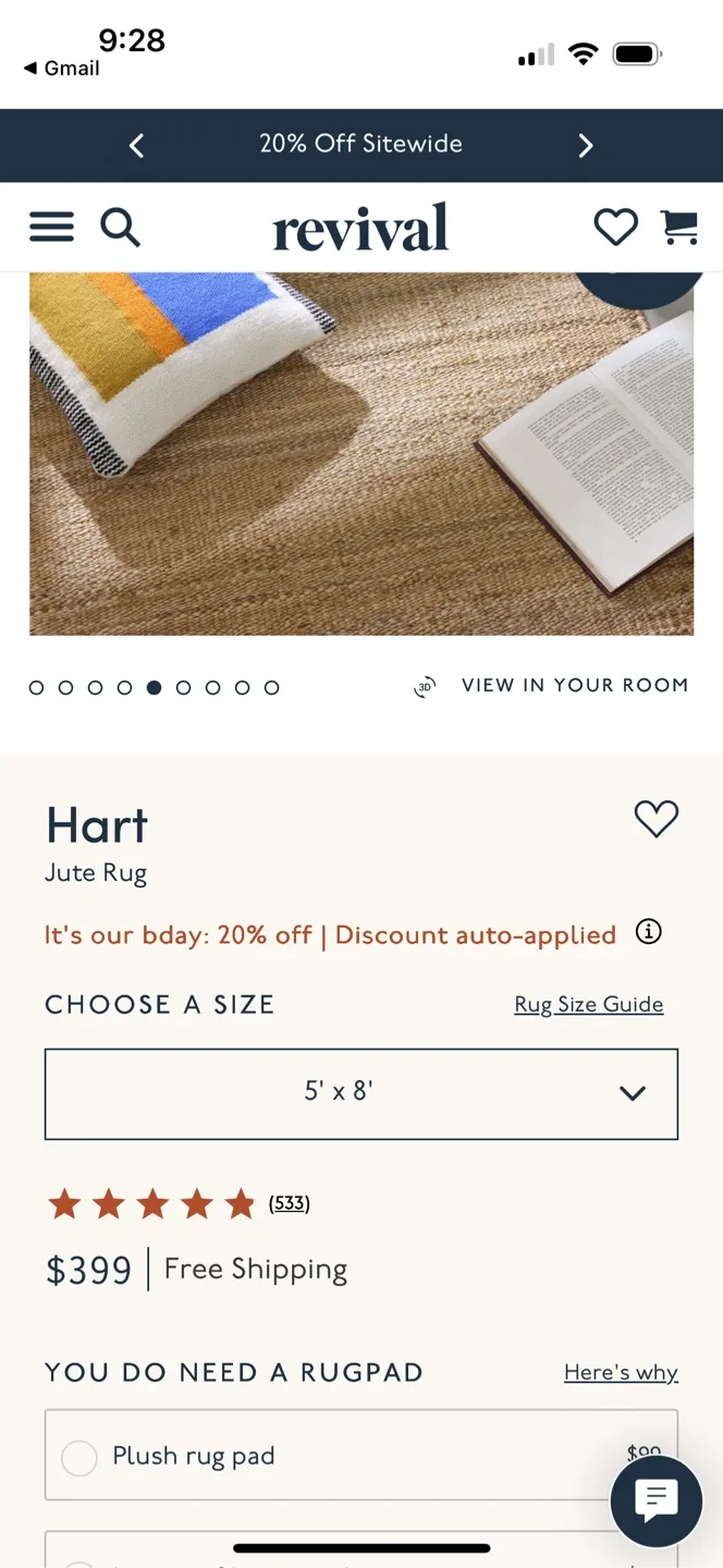 Revival Rugs Hart Jute Rug 5' x 8' image indicator(2)