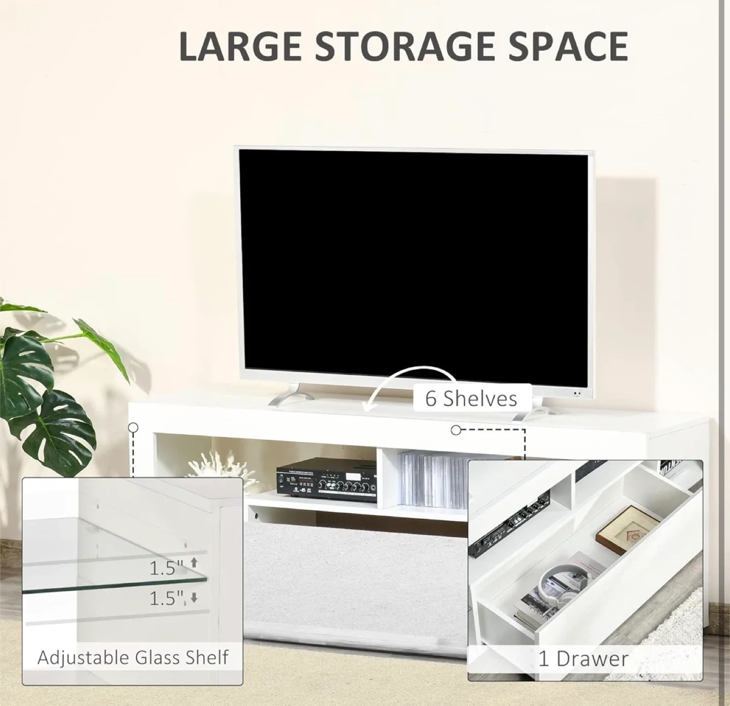 White High Gloss TV Stand with LED Lights image indicator(5)