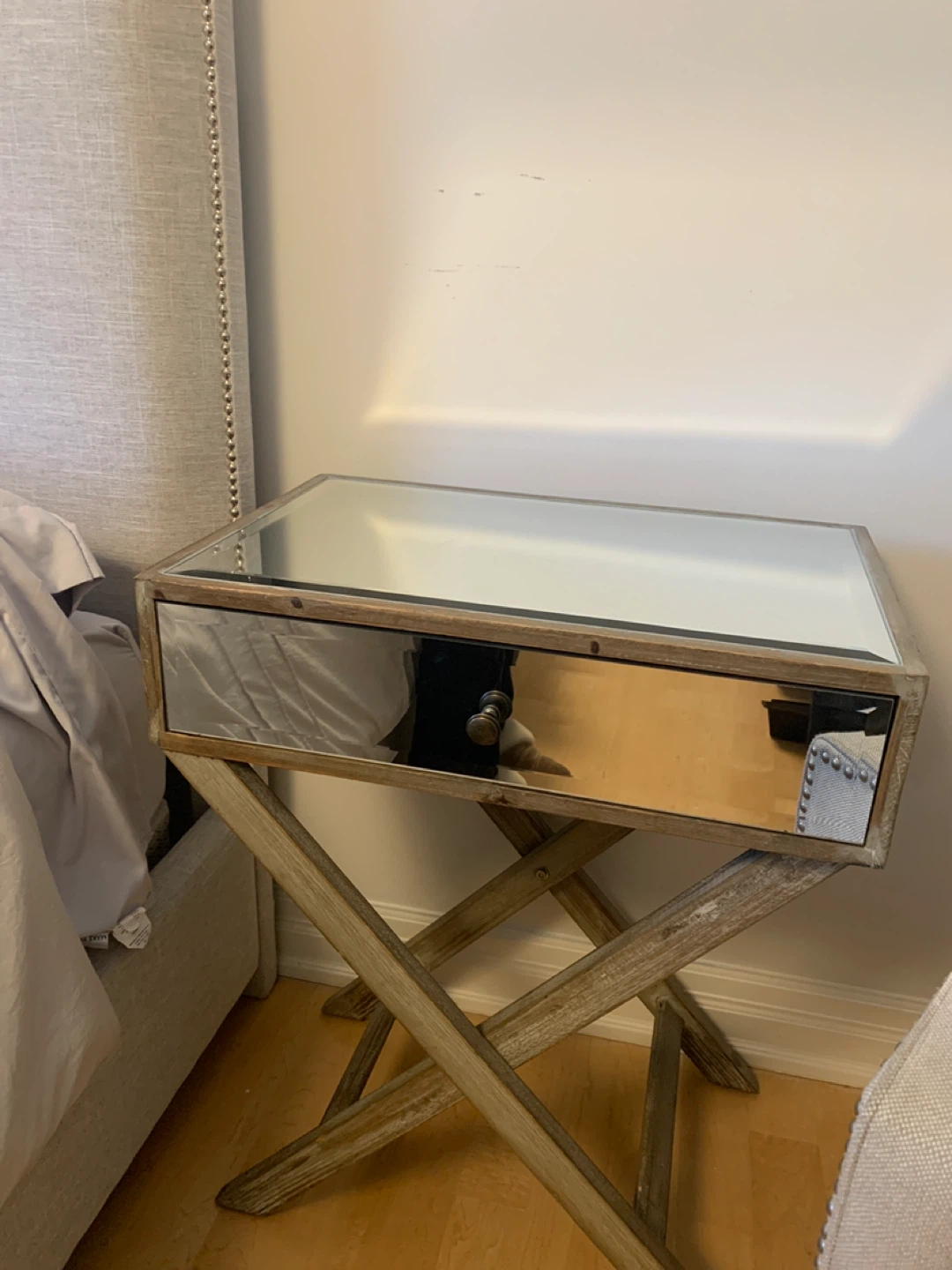 2 Mirrored Nightstand with Drawer set