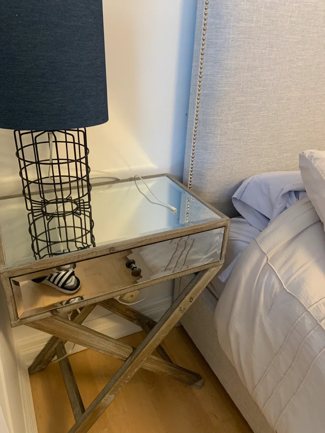 2 Mirrored Nightstand with Drawer set image indicator(2)