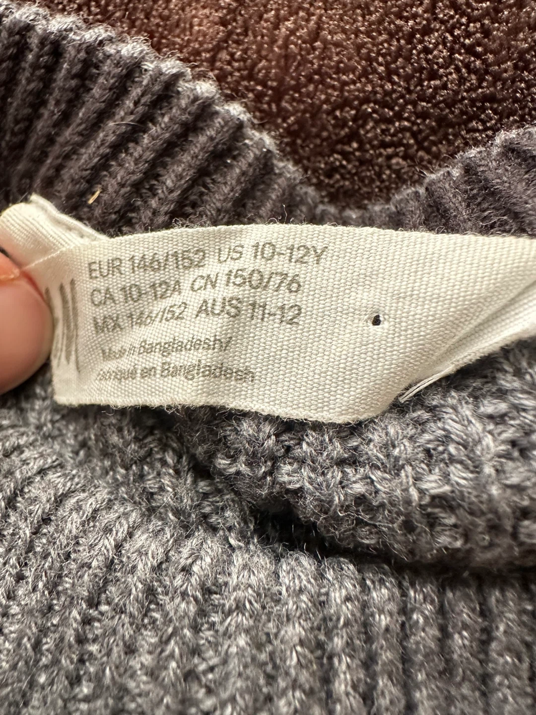 H&M Grey Waffle Knit Sweater - Size 10-12Y