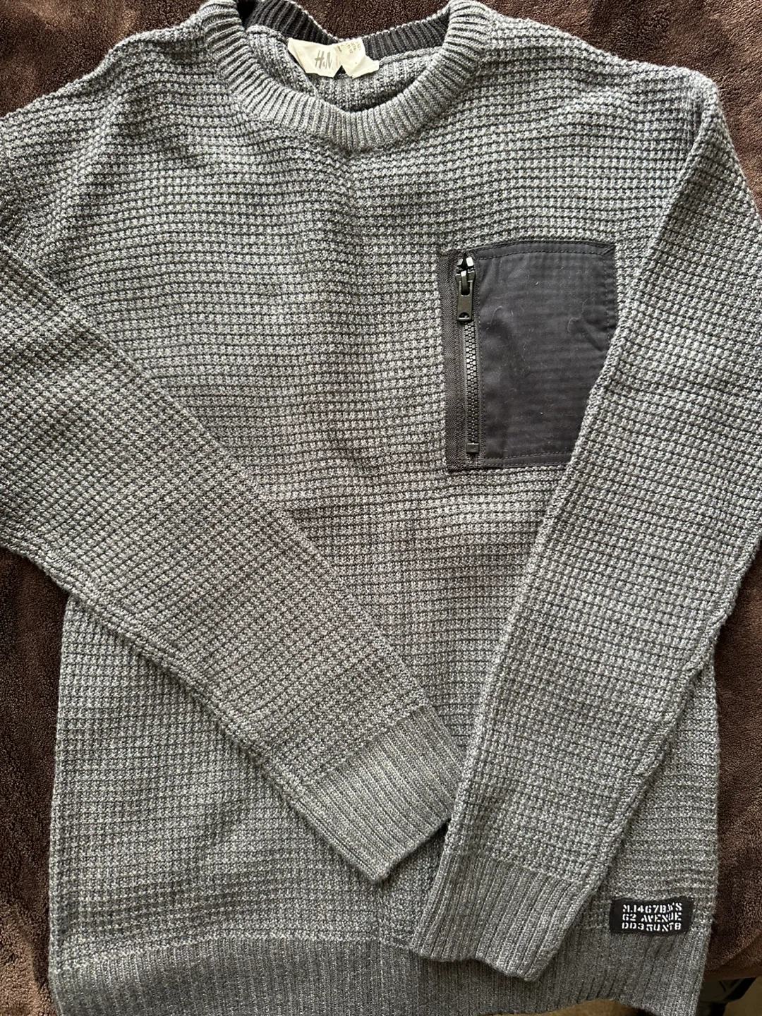 H&M Grey Waffle Knit Sweater - Size 10-12Y - photo 3