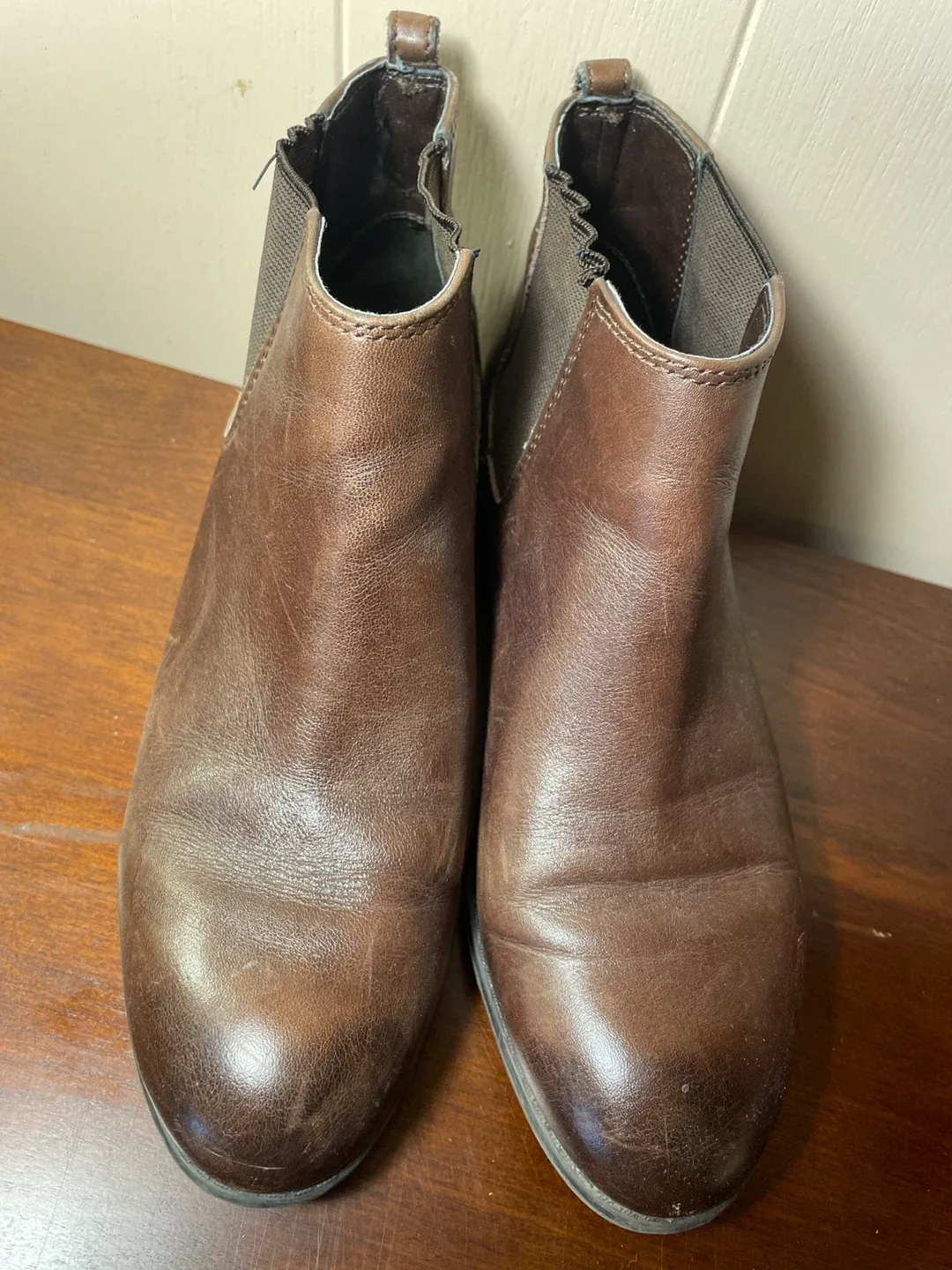 Franco Sarto Brown Leather Chelsea Boots - Size 6