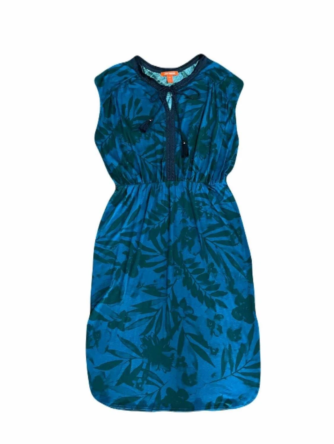 Joe Fresh women’s medium tropical print midi dress, teal blue