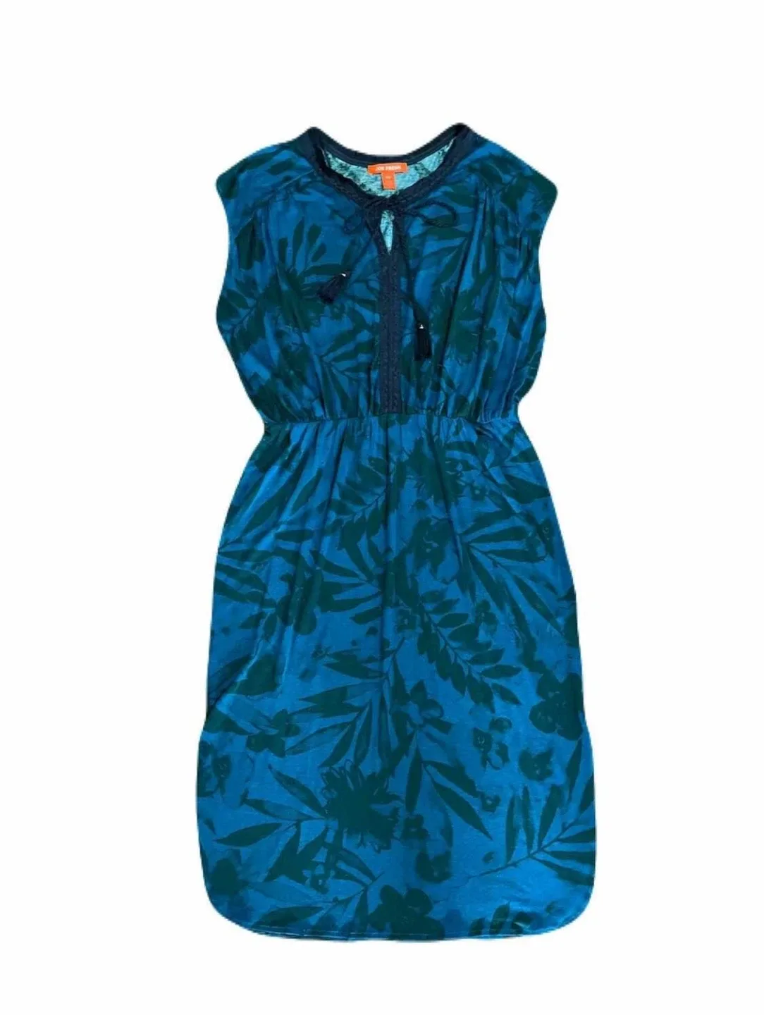 Joe Fresh women’s medium tropical print midi dress, teal blue
