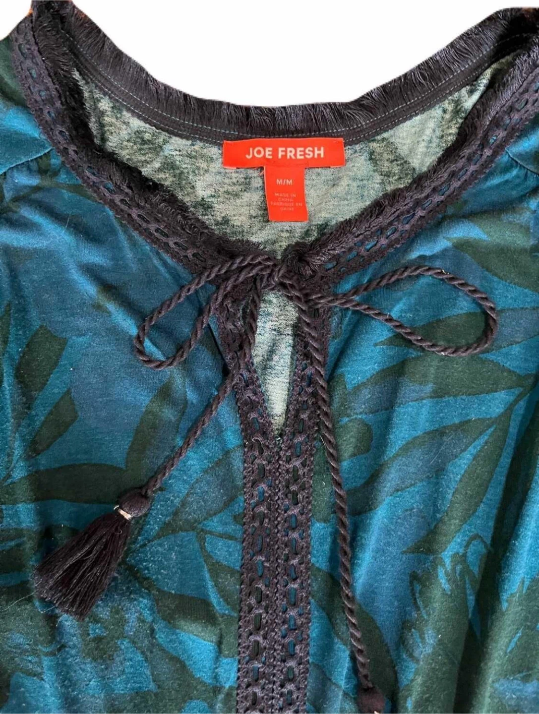 Joe Fresh women’s medium tropical print midi dress, teal blue - photo 5