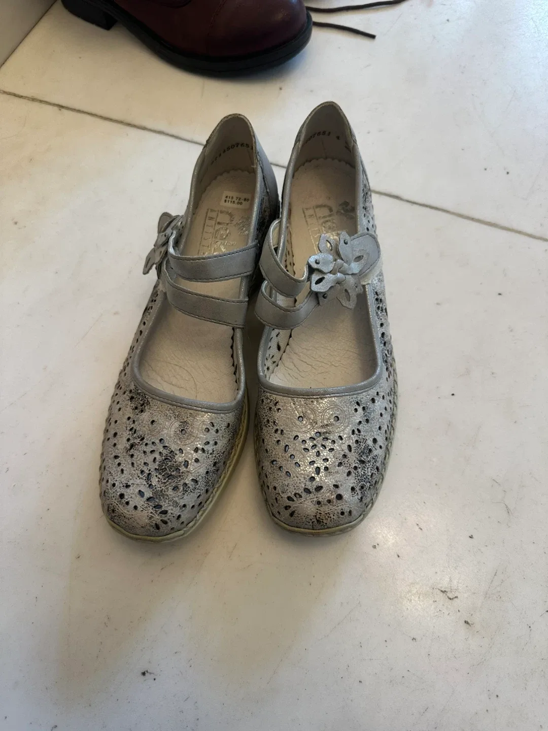 Rieker Silver Mary Jane Shoes - Size 7.5 image indicator(2)