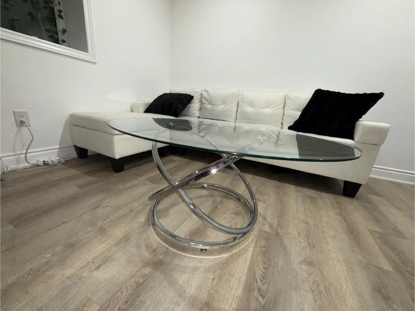 Glass Top Coffee Table with Chrome Base