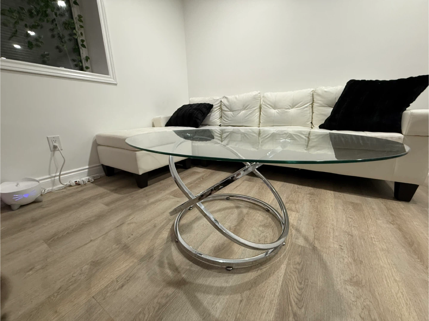 Glass Top Coffee Table with Chrome Base - photo 2