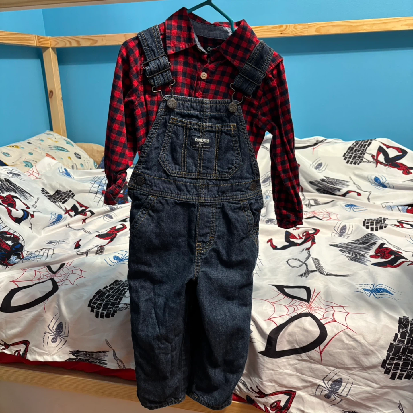 OshKosh B'gosh Overalls with Plaid Shirt - 2T
