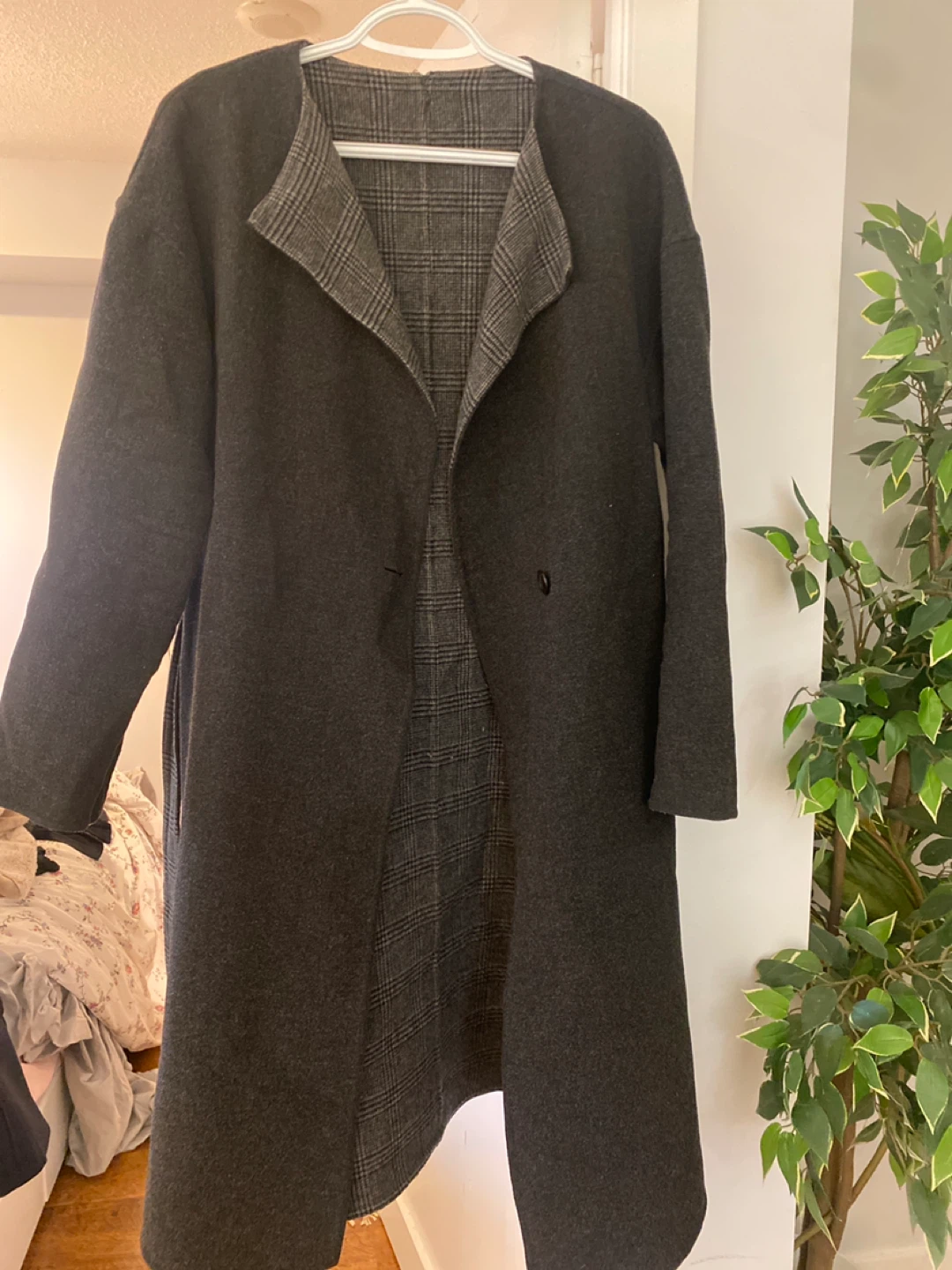 Grey Wool Blend Coat Uniqlo