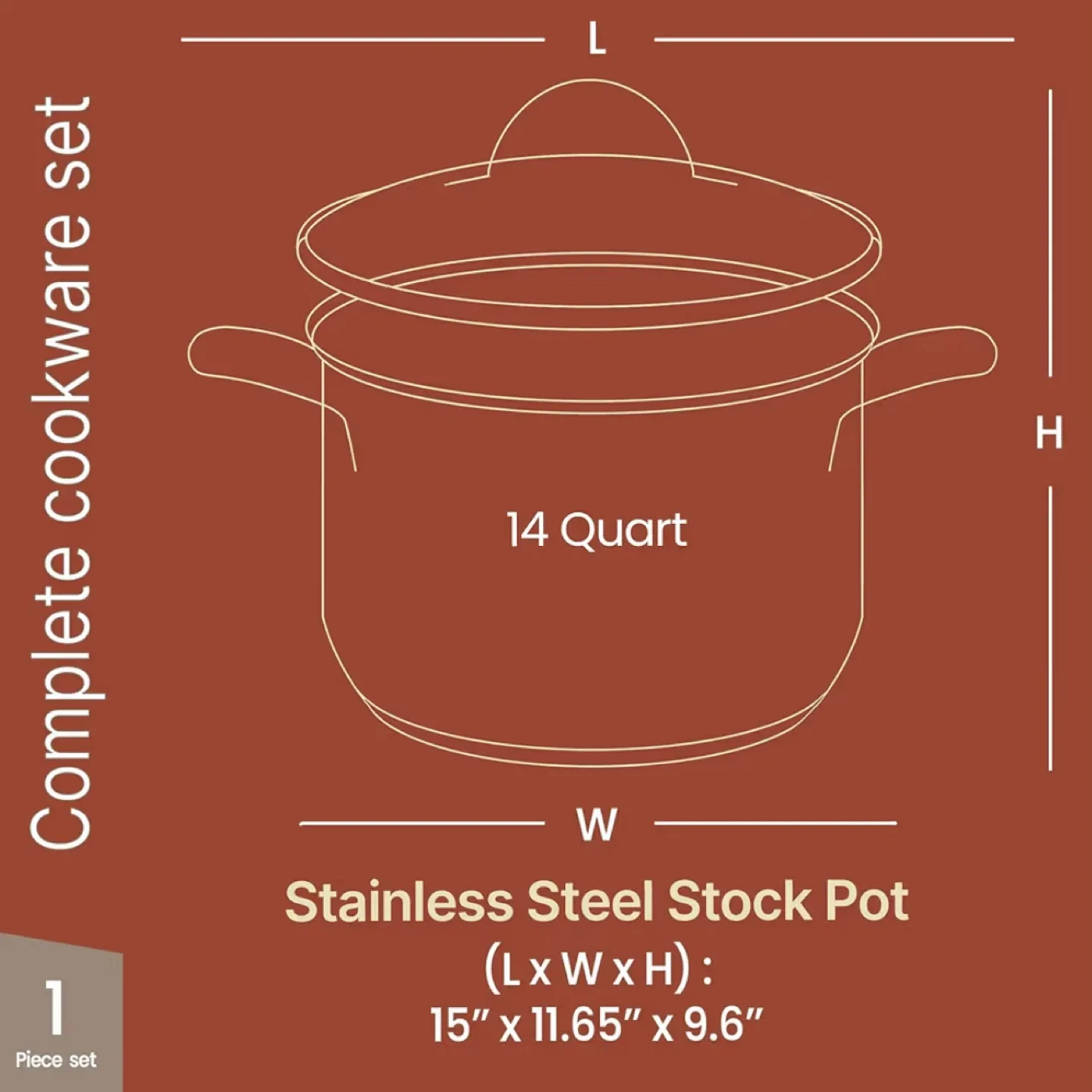Stainless Steel Stock Pot with Tempered Glass Lid, 14-Quart image indicator(7)