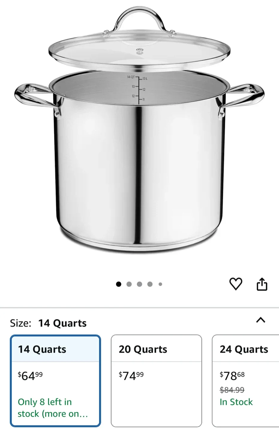 Stainless Steel Stock Pot with Tempered Glass Lid, 14-Quart image indicator(8)