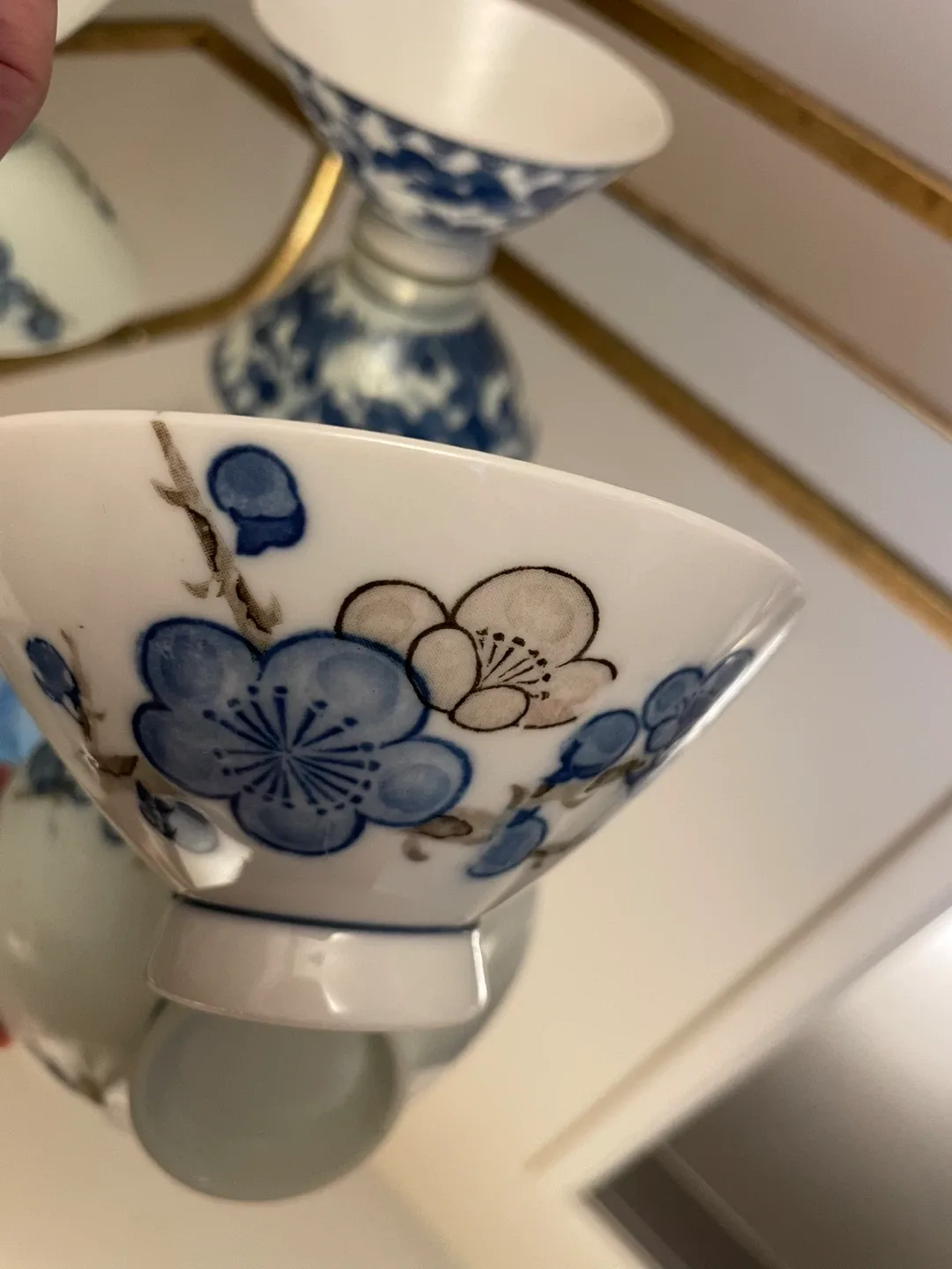 Set of 4 Blue & White Rice Bowls Vintage image indicator(5)