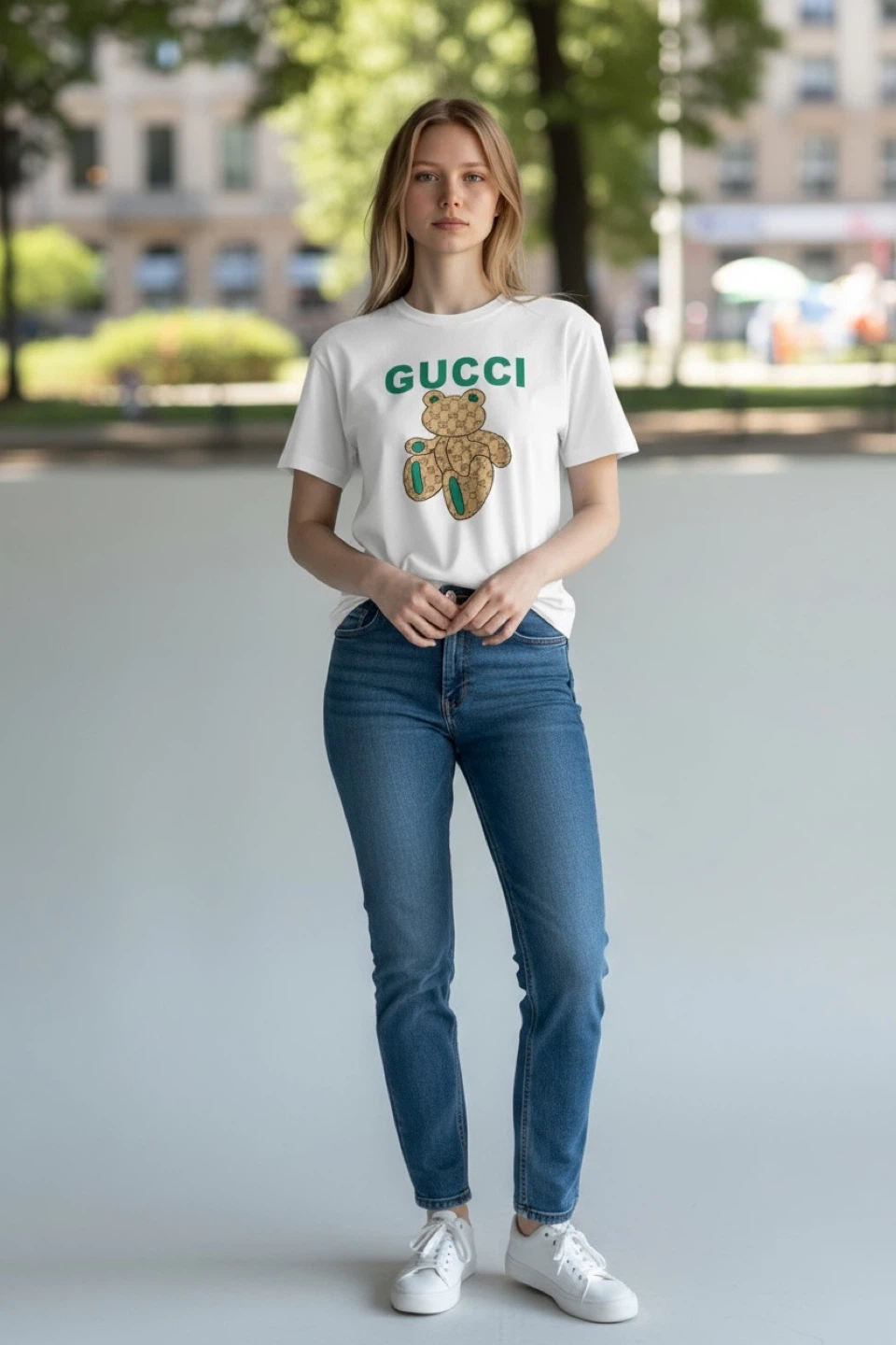 Gucci Bear Print White T-Shirt
