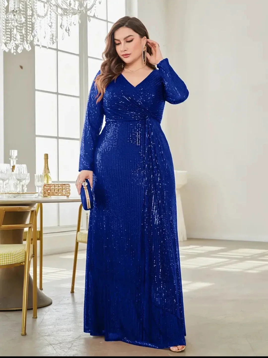 Blue Sequin Plus Size Maxi Dress xxl and xxxl image indicator(4)