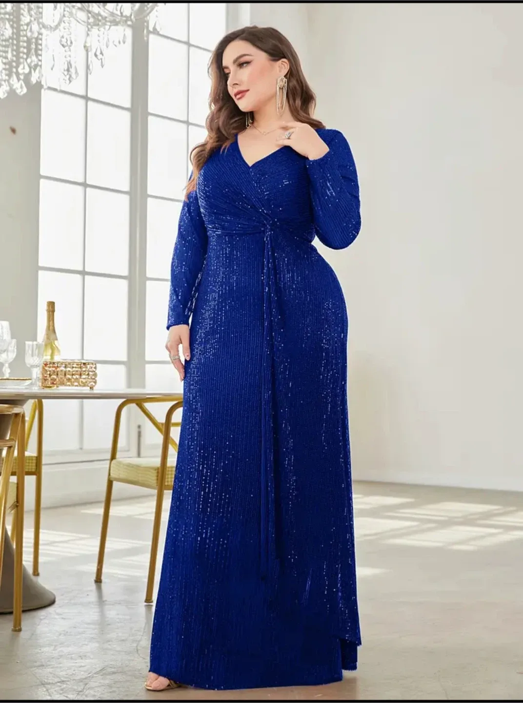 Blue Sequin Plus Size Maxi Dress xxl and xxxl
