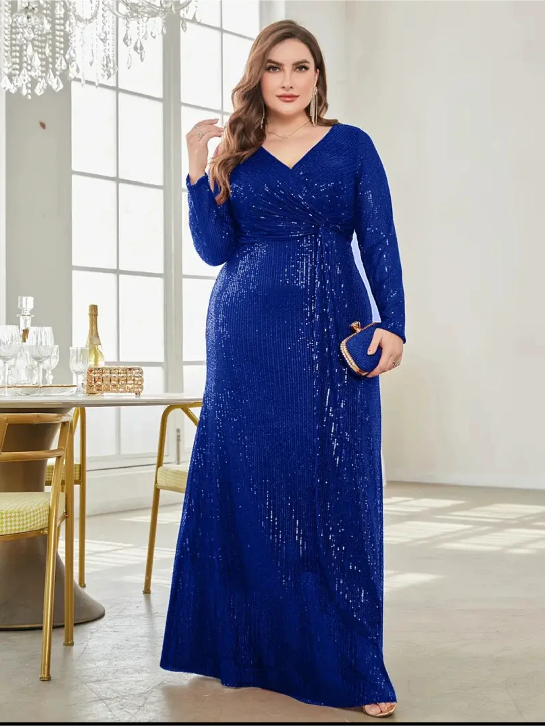 Blue Sequin Plus Size Maxi Dress xxl and xxxl image indicator(2)