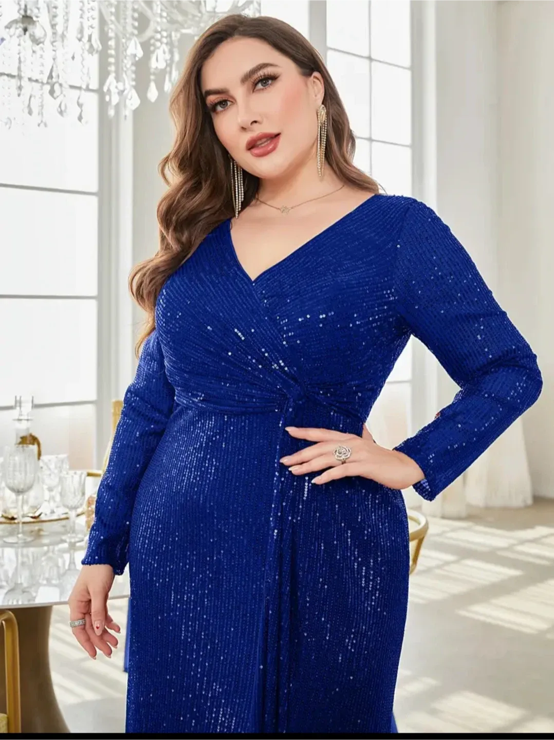 Blue Sequin Plus Size Maxi Dress xxl and xxxl image indicator(3)