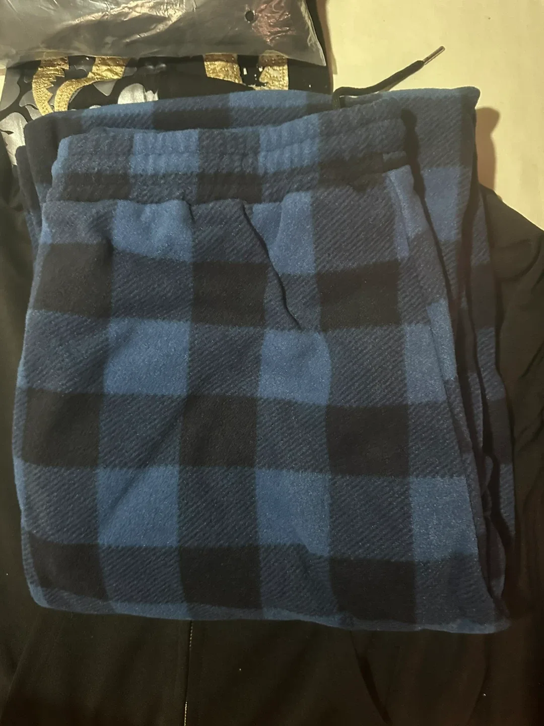 MANFINITY Blue Plaid Fleece Pants XL image indicator(2)