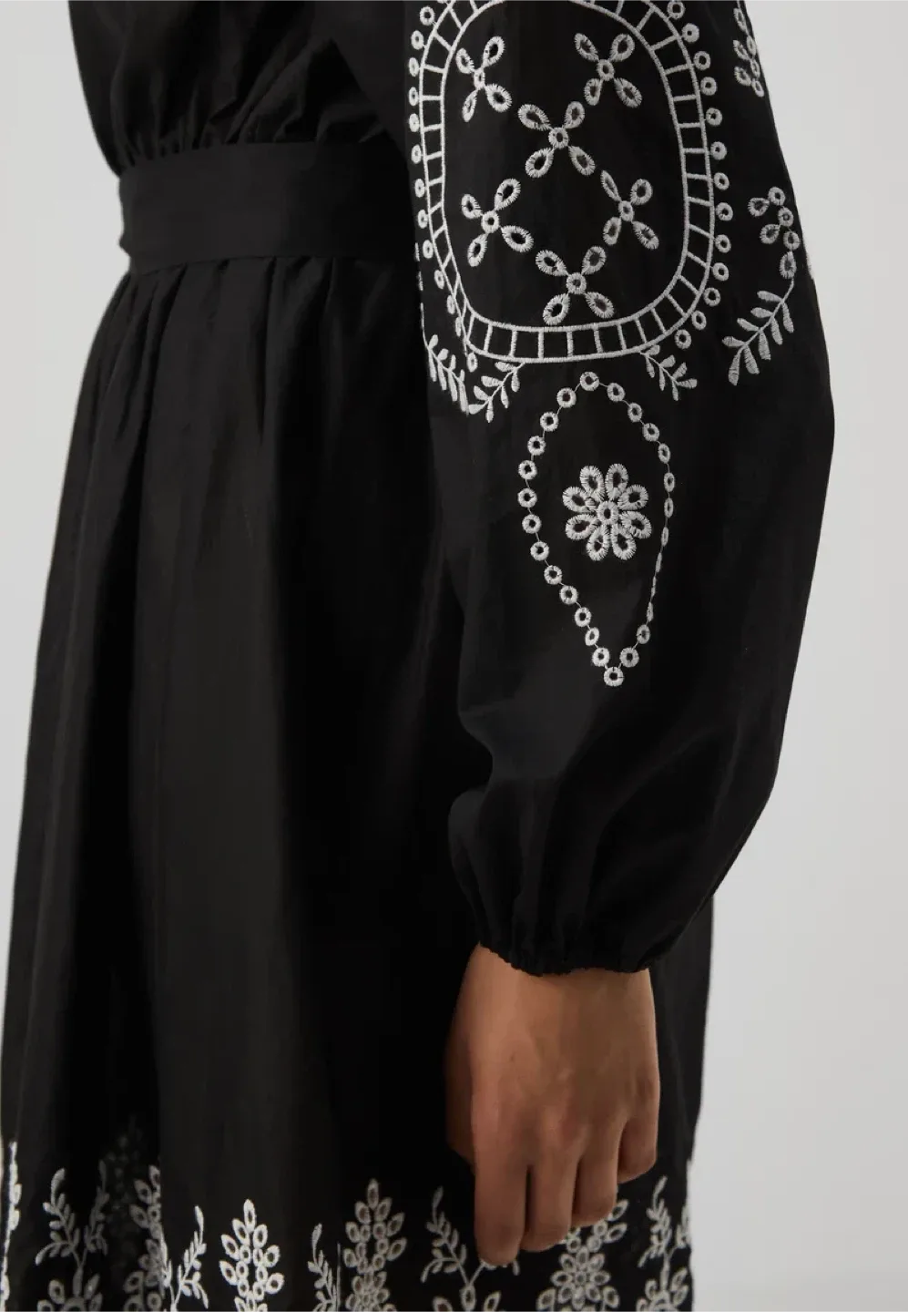 Only Black Sheer Flare Fit Embroidered Dress size XL image indicator(4)