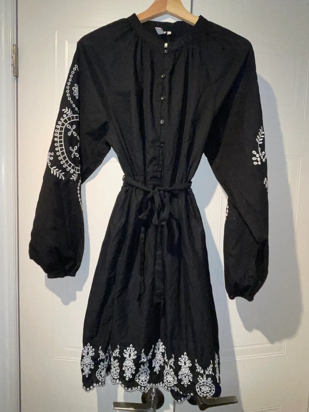 Only Black Sheer Flare Fit Embroidered Dress size XL image indicator(5)