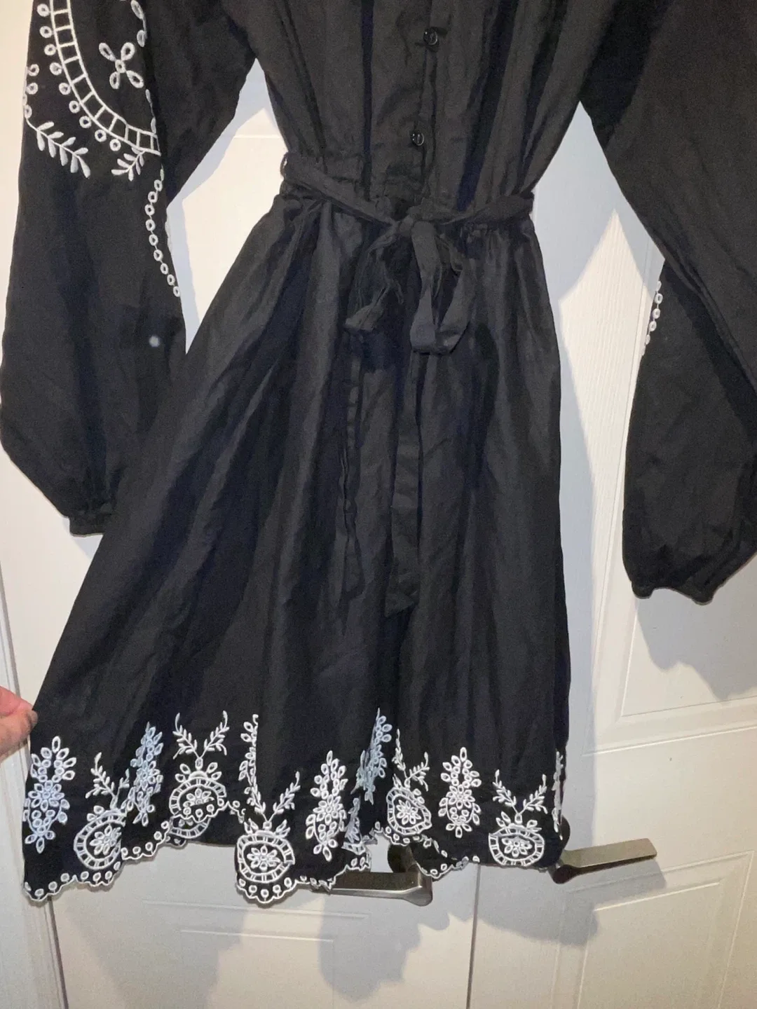 Only Black Sheer Flare Fit Embroidered Dress size XL image indicator(8)