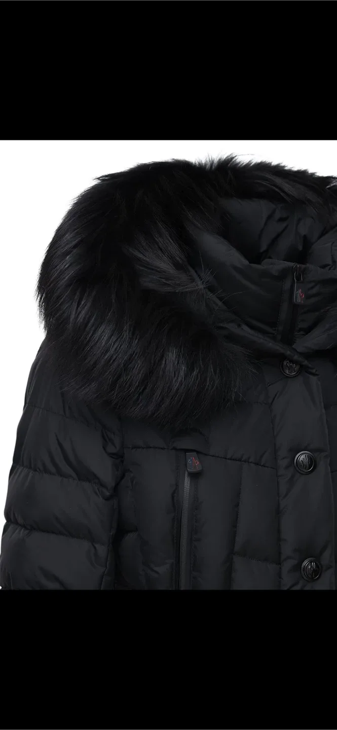Moncler Black Down Puffer Jacket with Fur Hood image indicator(4)