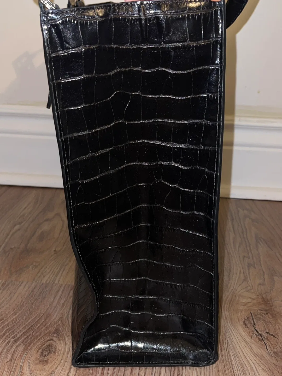 Lancaster Paris Black Leather Croc-Embossed Large Tote Bag image indicator(5)