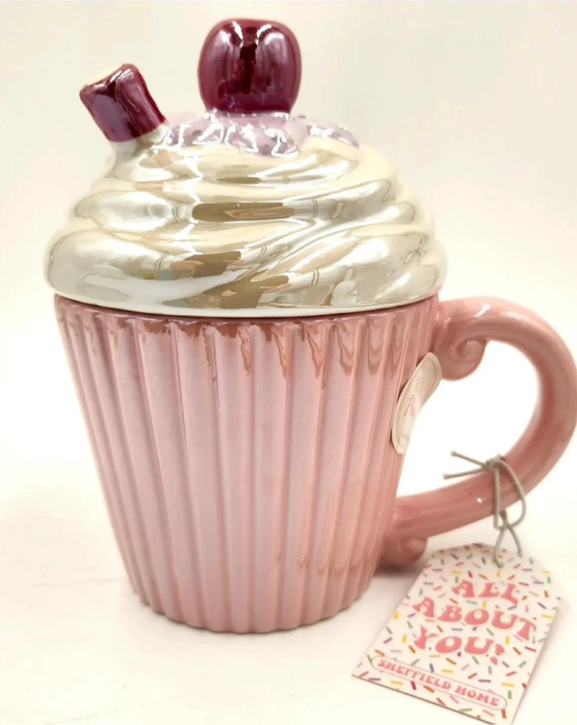 Cupcake Mug with Lid - Pink