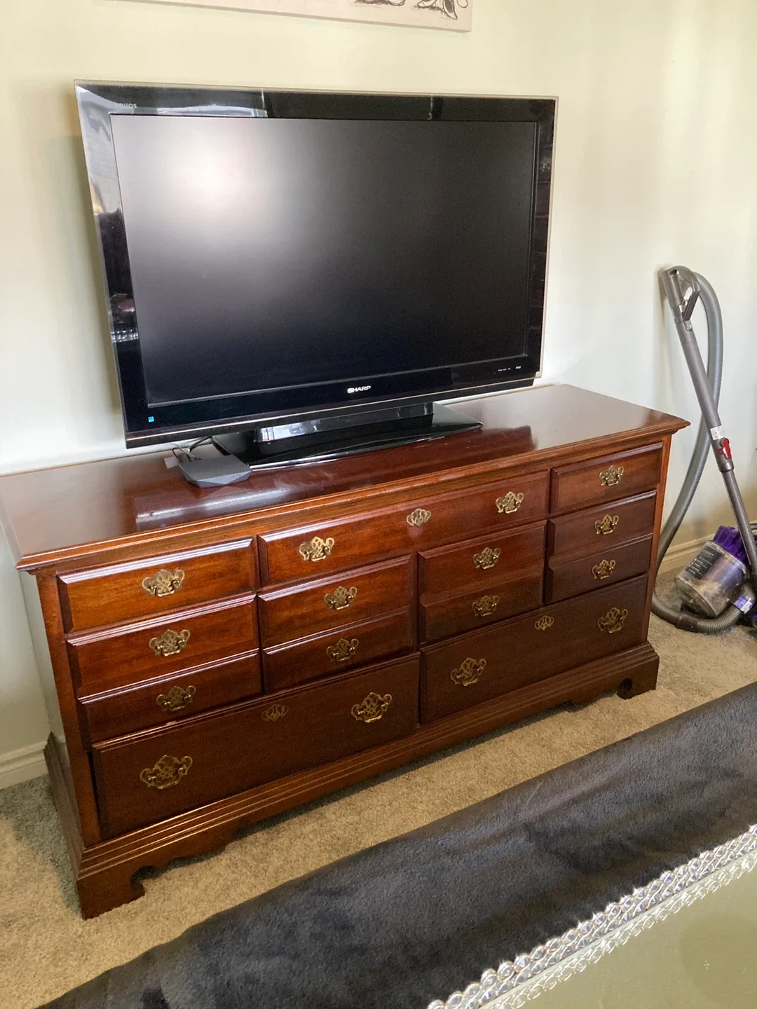 Vintage Cherrywood Poster Bed Frame & Dresser Set image indicator(4)