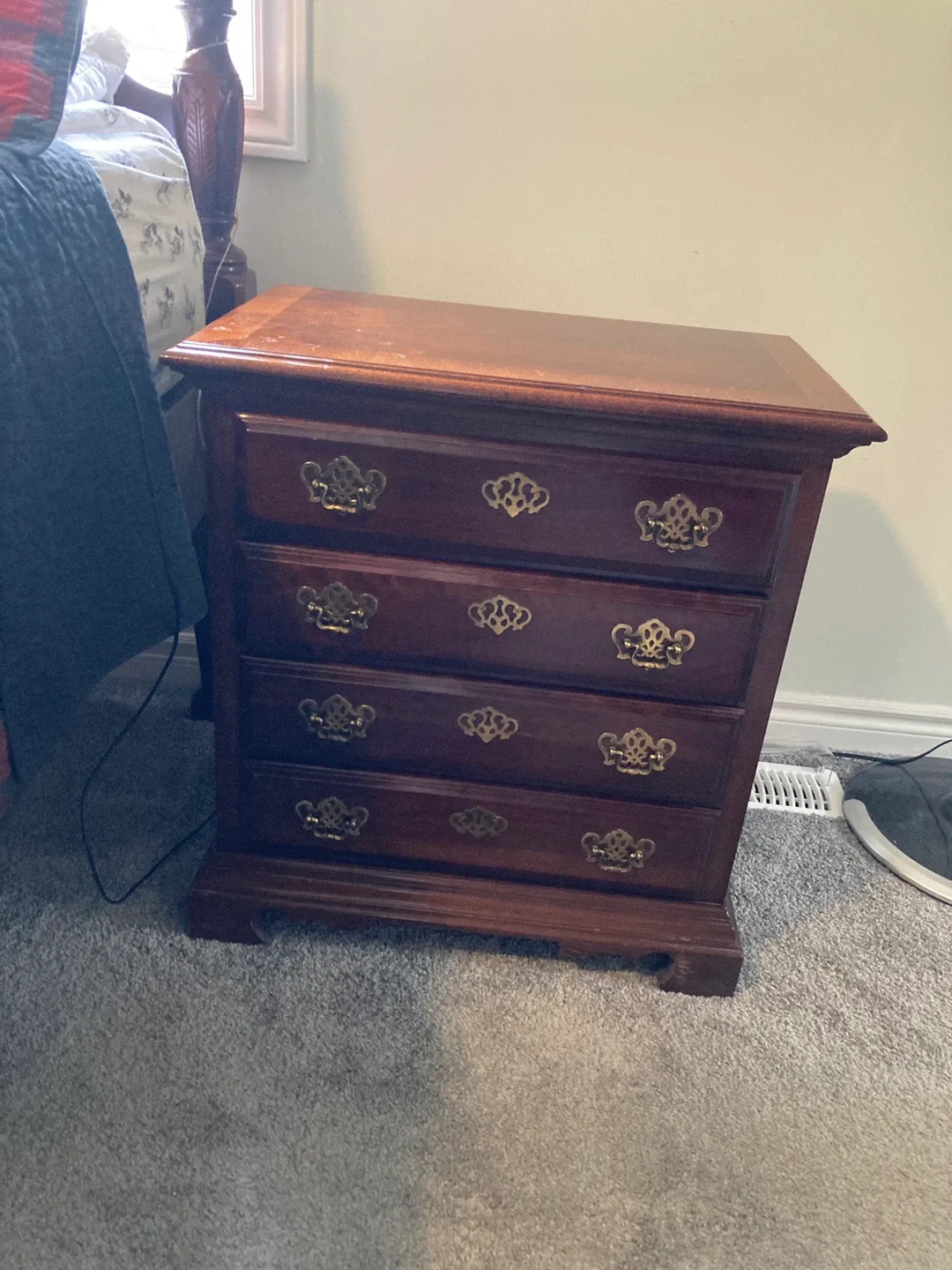 Vintage Cherrywood Poster Bed Frame & Dresser Set image indicator(9)