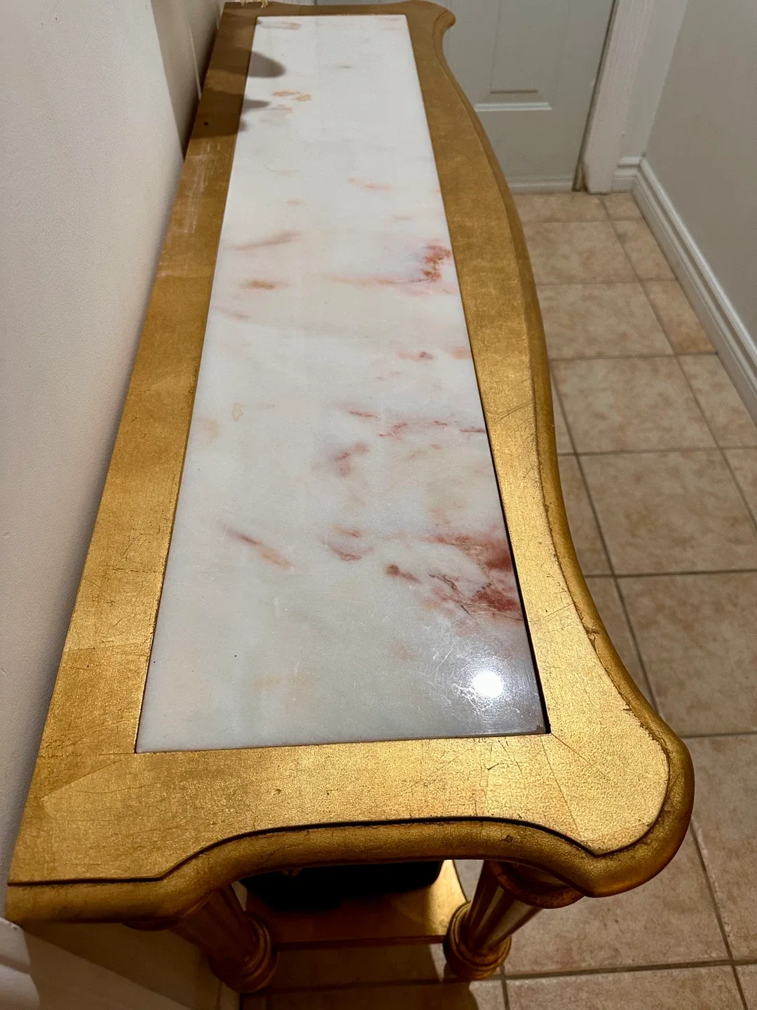 🥕Gilded Portuguese Marble Top Sofa Entry Table by Weiman image indicator(3)