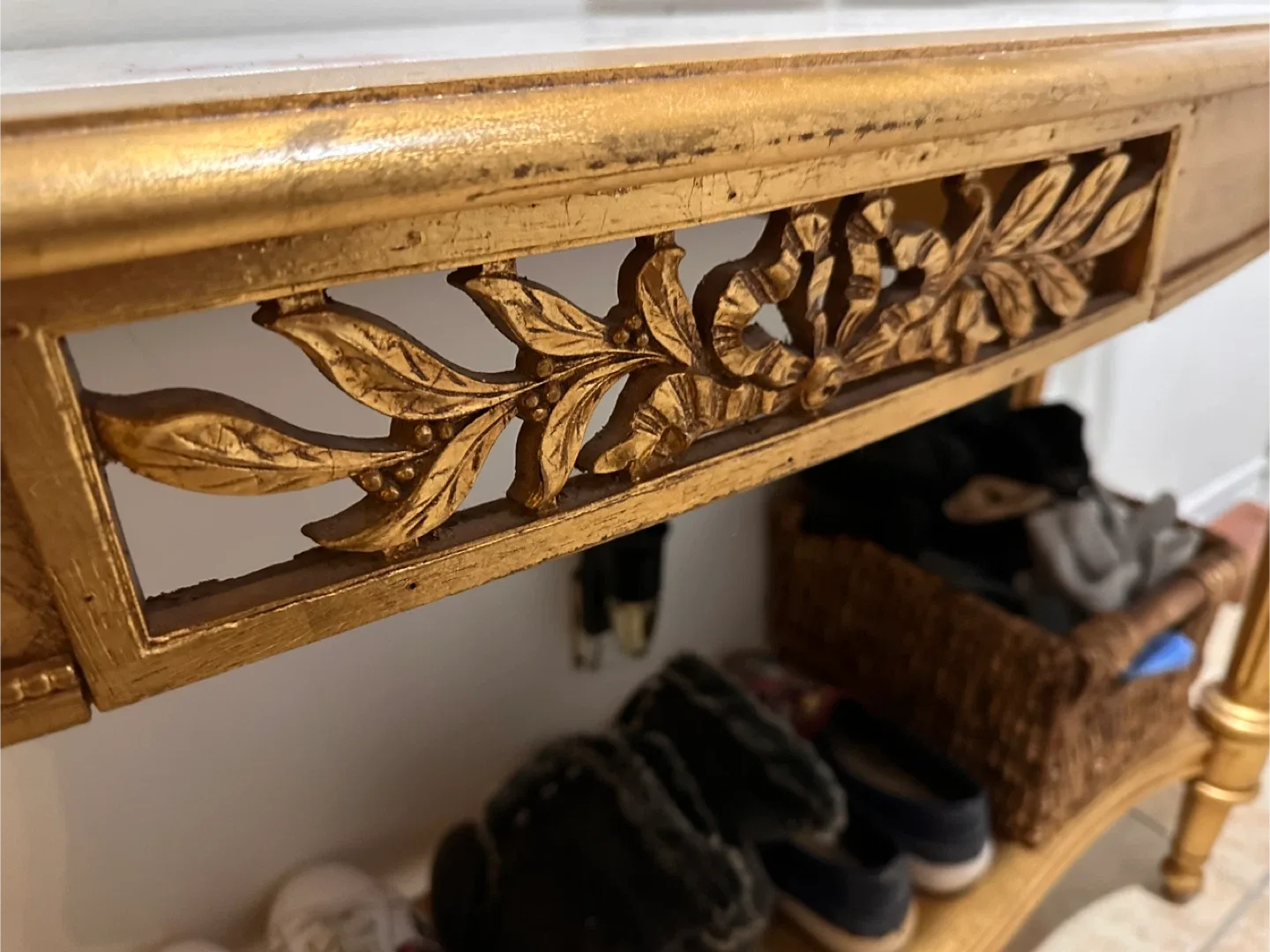 🥕Gilded Portuguese Marble Top Sofa Entry Table by Weiman image indicator(5)