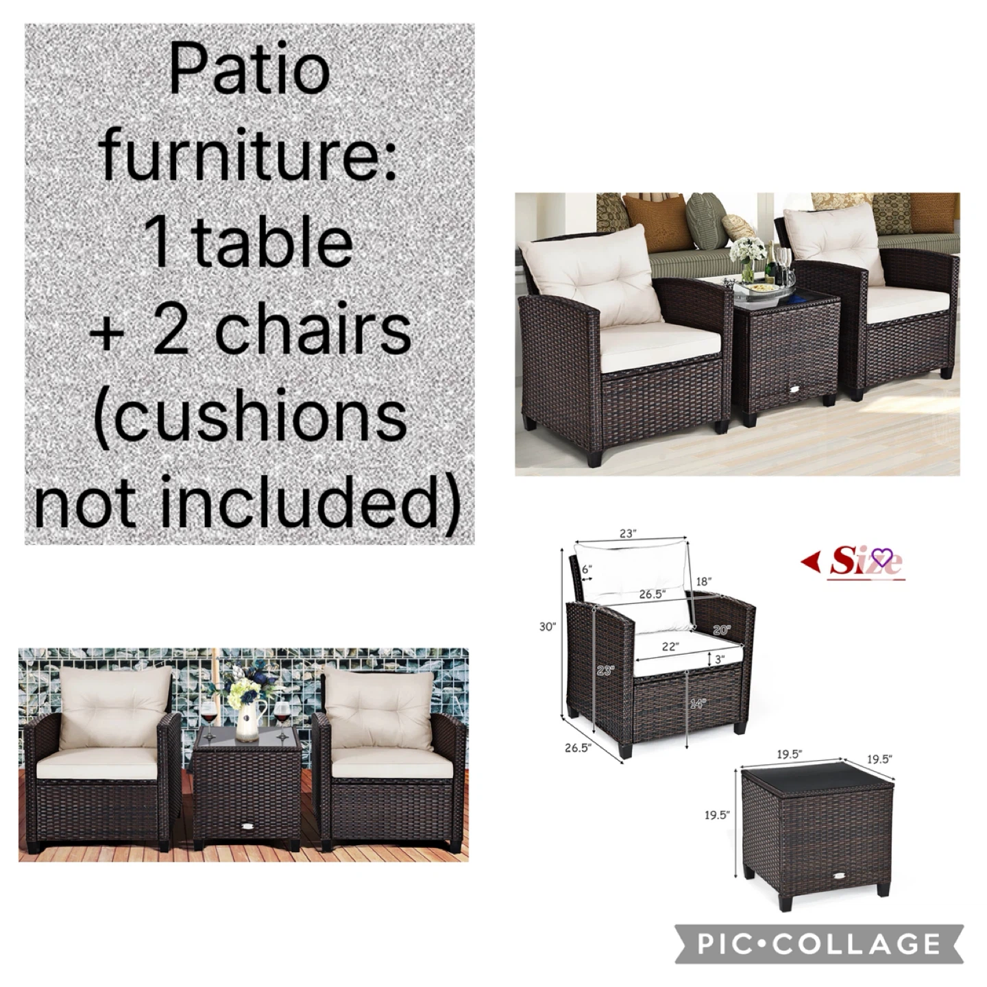 Patio Chair & Table Set - Wicker Style