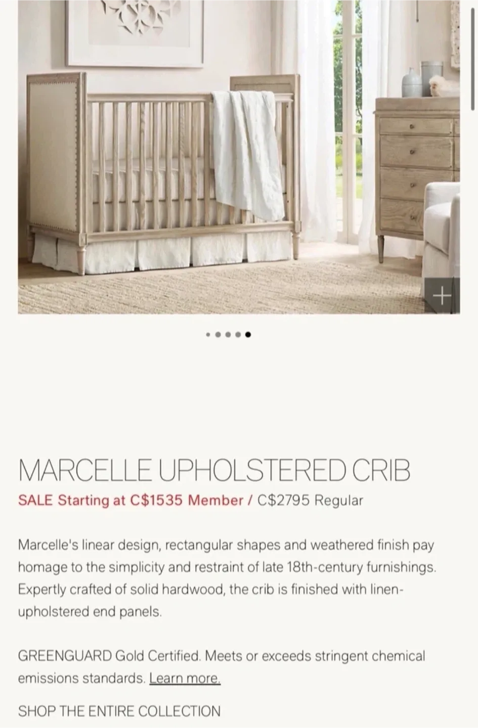 Restoration Hardware Crib with Mattress image indicator(2)