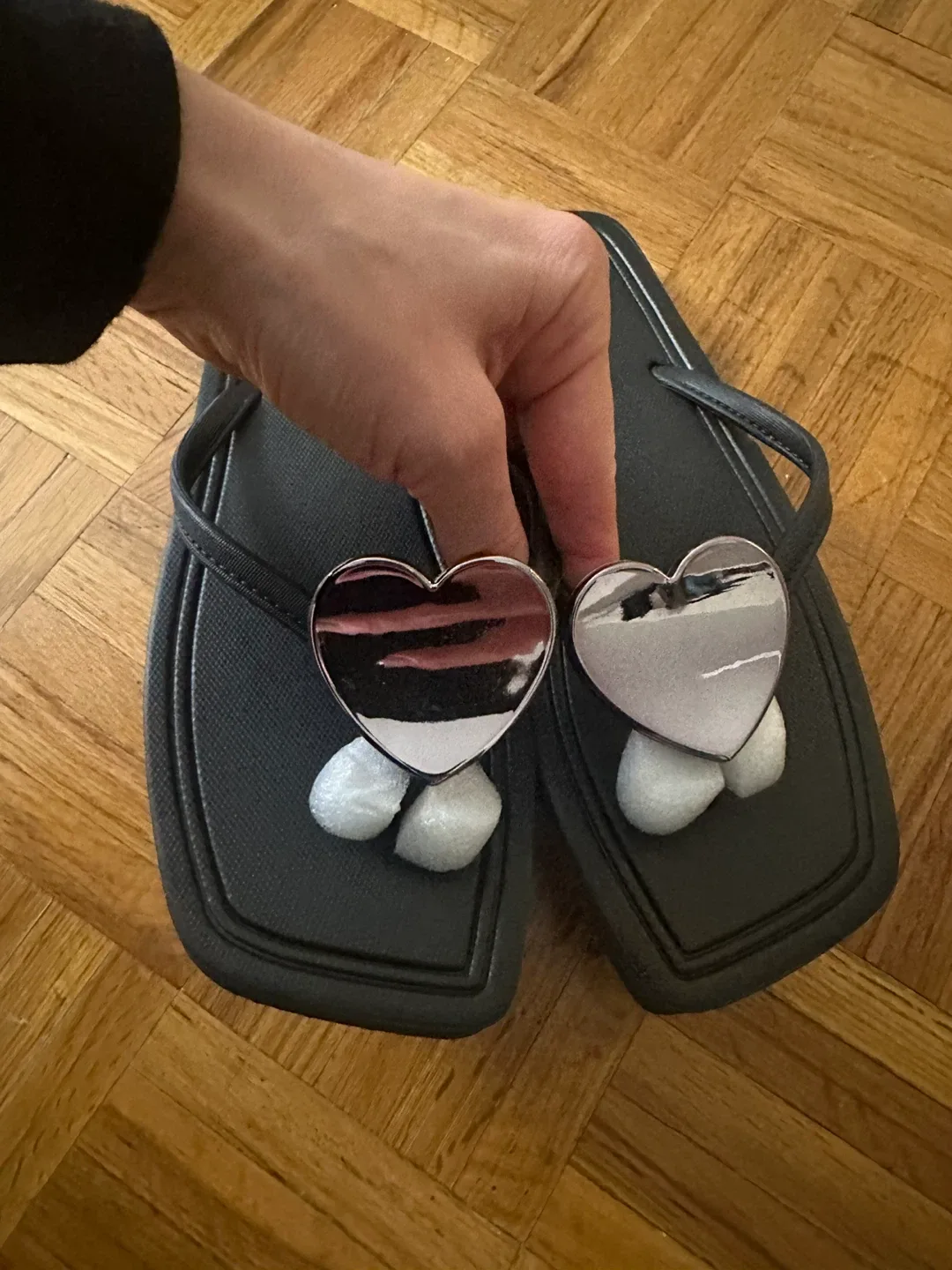 Black Heart Sandals NEW never worn thumbnail