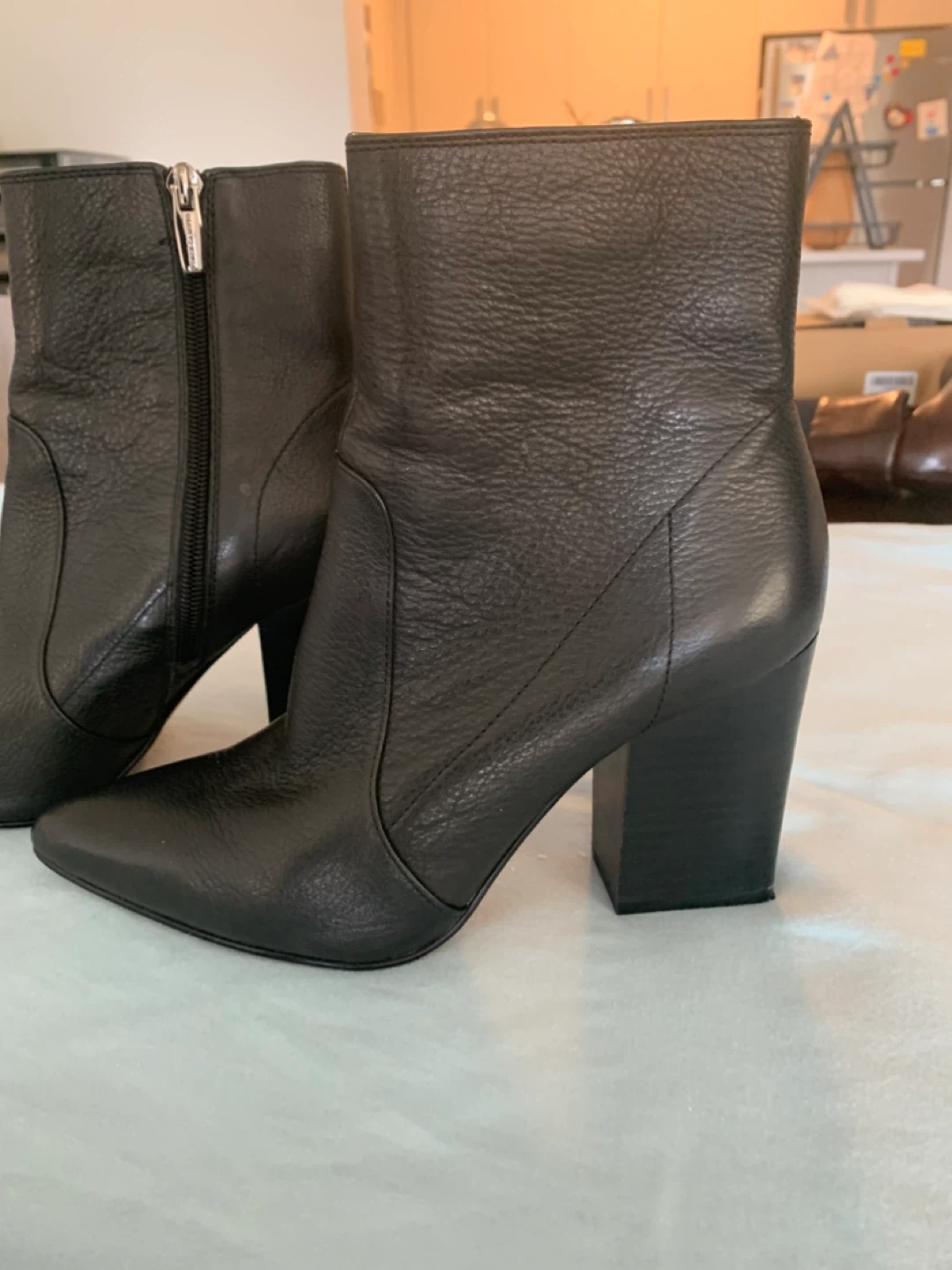 Vince Camuto Sakinah Black Leather Booties - Size 7