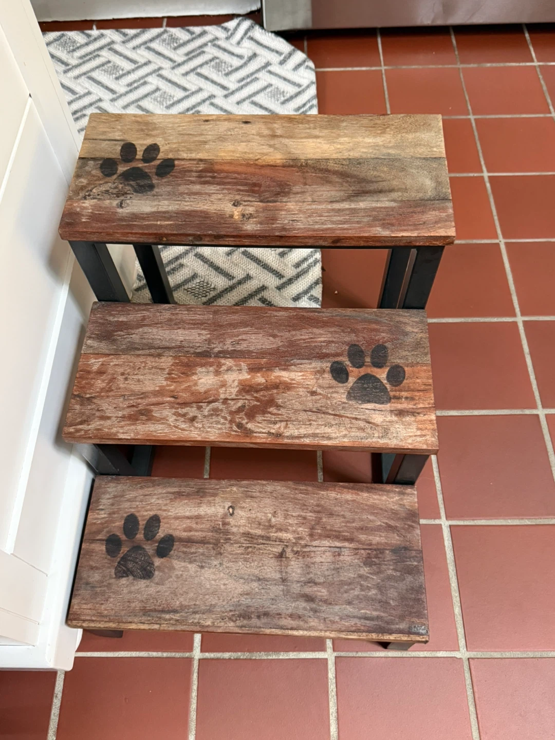 Wooden Pet Stairs with Paw Prints
