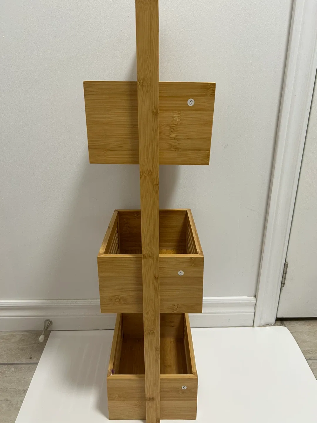 🥕Preowned minor corner cracks Bamboo 3-Tier Basket Shelf storage image indicator(4)