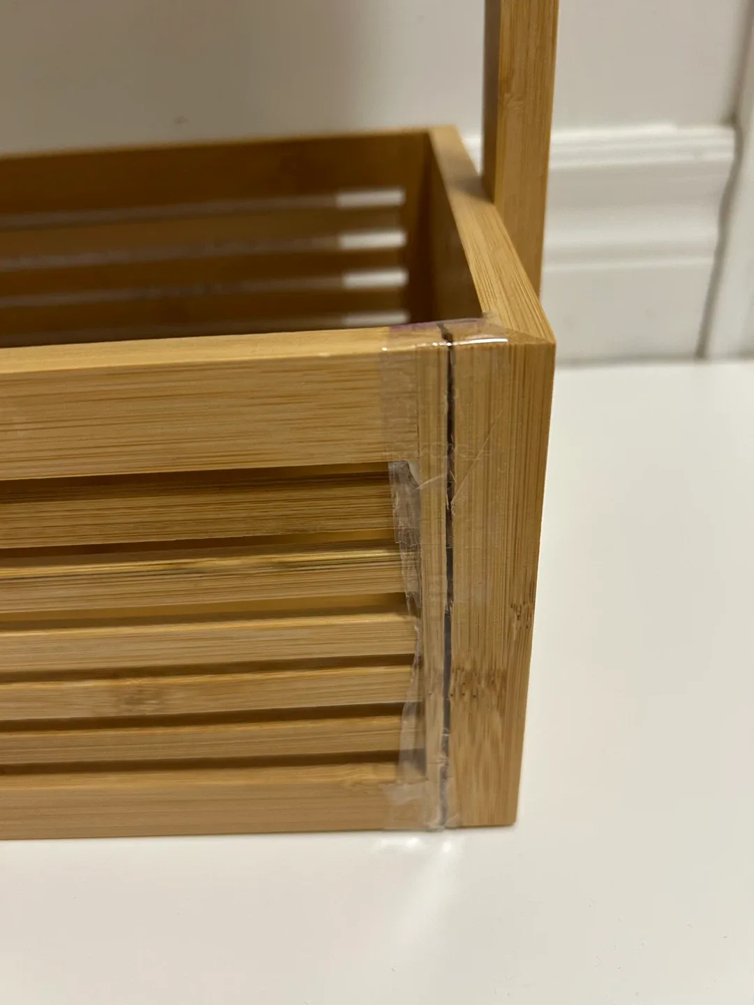 🥕Preowned minor corner cracks Bamboo 3-Tier Basket Shelf storage image indicator(6)