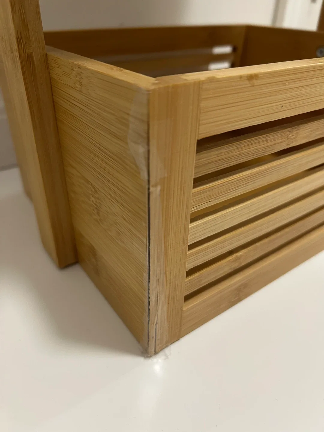 🥕Preowned minor corner cracks Bamboo 3-Tier Basket Shelf storage image indicator(5)