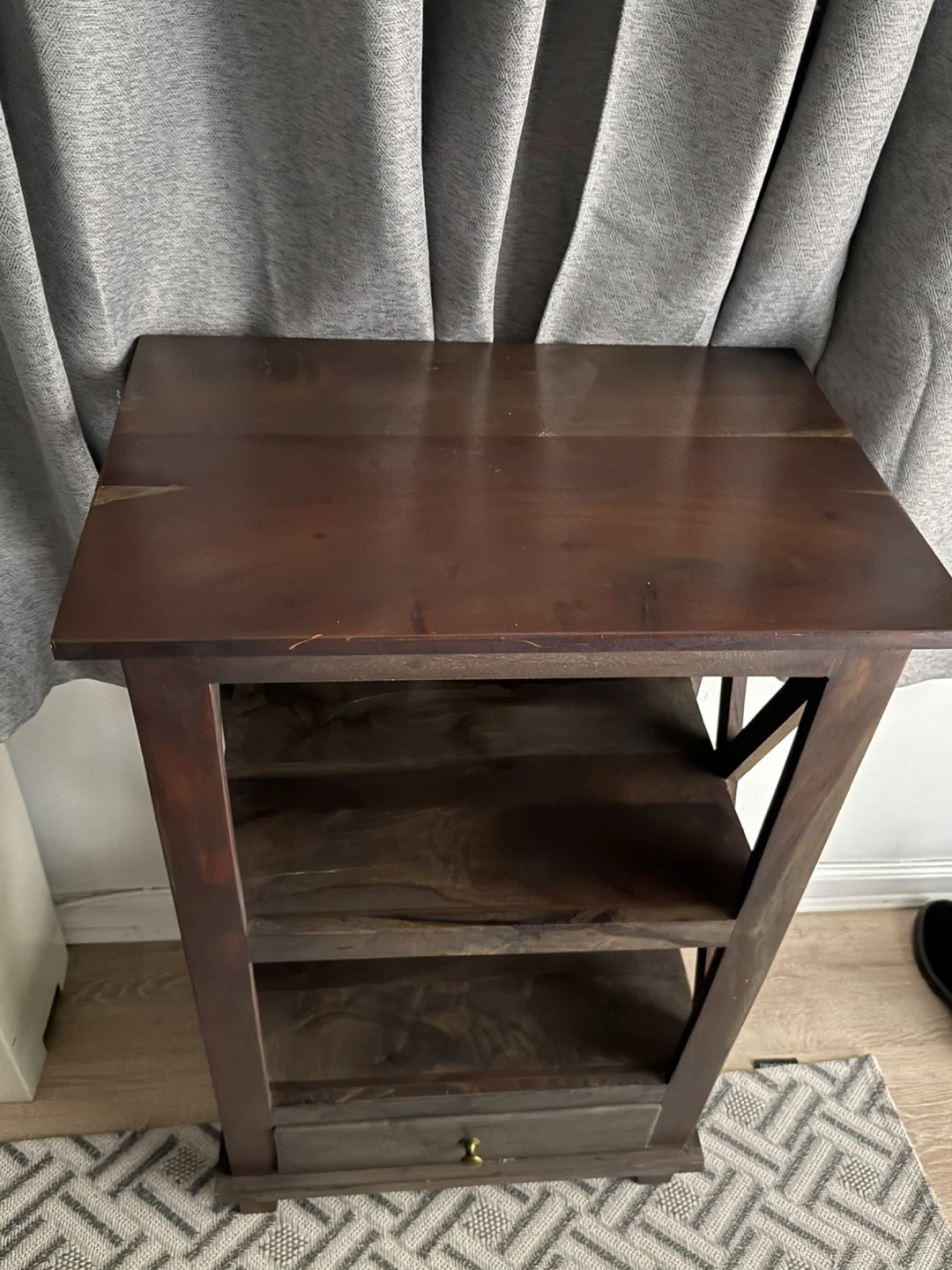 Wooden Side Table with Shelf - photo 2