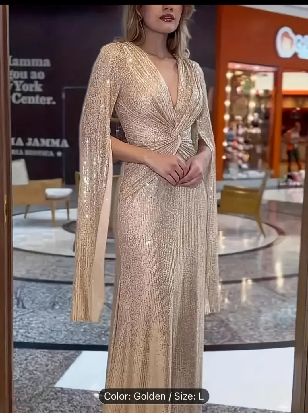 Golden Sequin Dress - Size L image indicator(2)